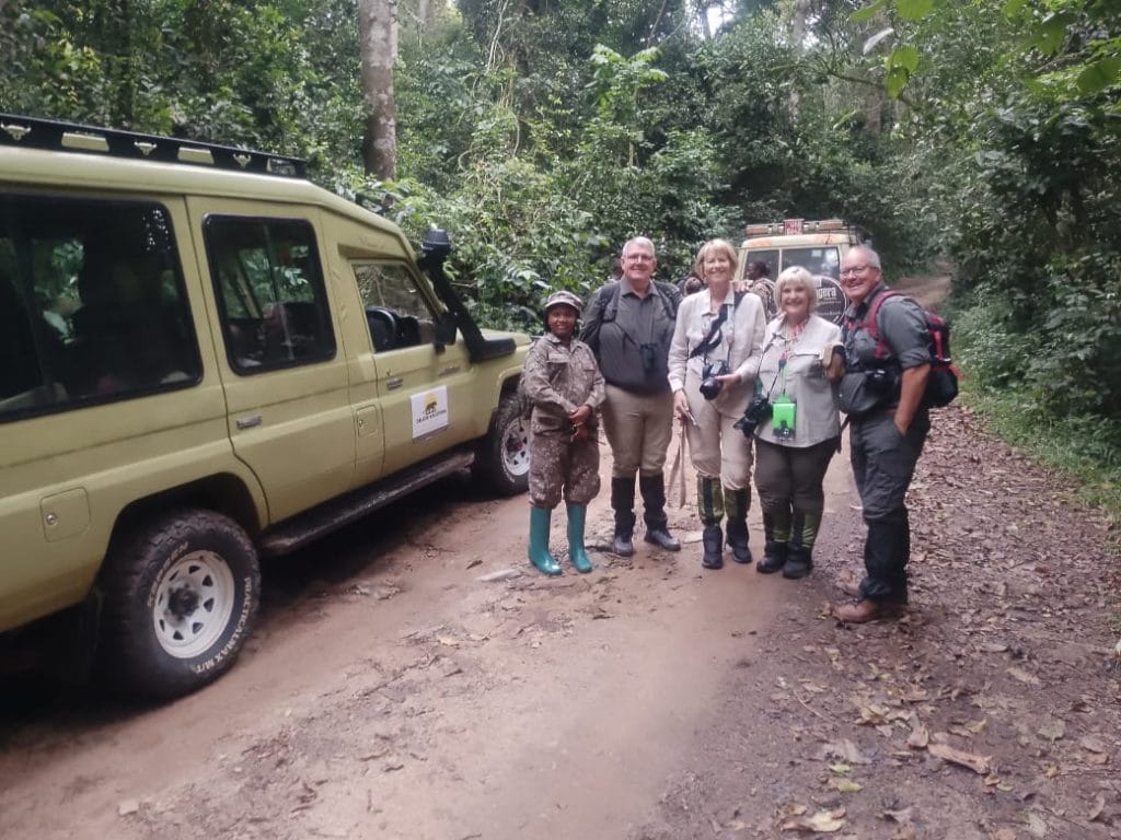 Guests after gorilla trekking in Uganda during March in Bwindi Impenetrable Forest