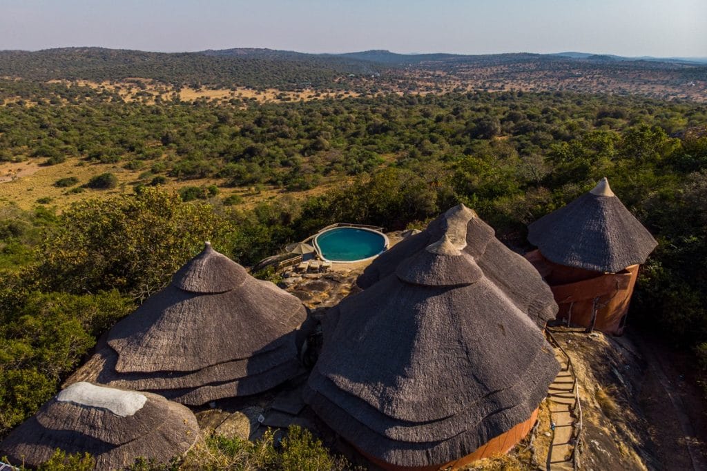 Mihingo Lodge overlooking Lake Mburo National Park during a luxury Uganda honeymoon safari
